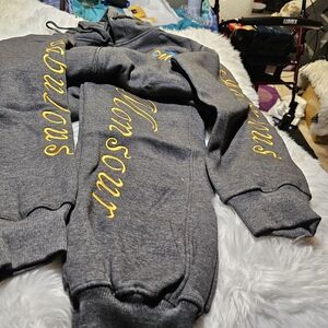 Gray and Yellow Men's Hoodie and Sweatpants Set